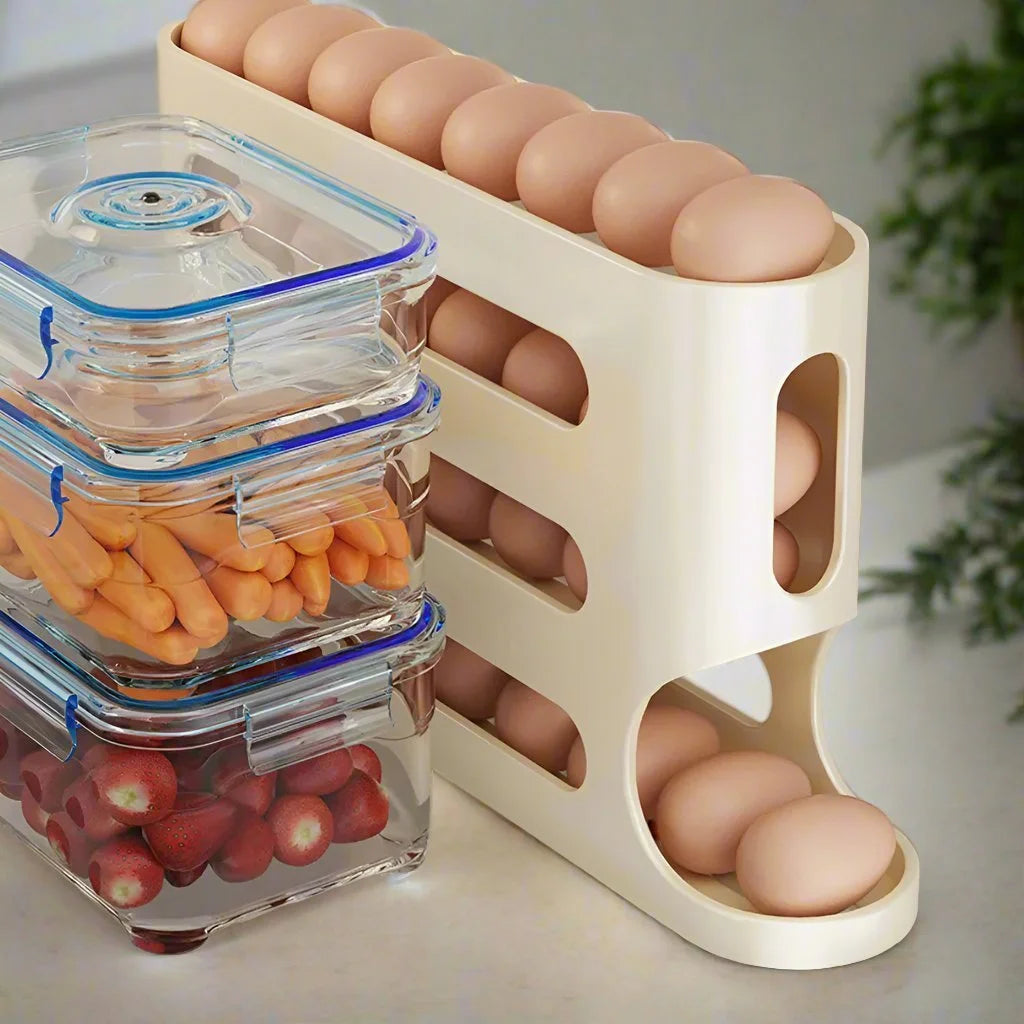 Refrigerator Egg Storage Box - 4 Tiers Fridge Egg Rack Large Capacity Egg Dispenser for Refrigerator