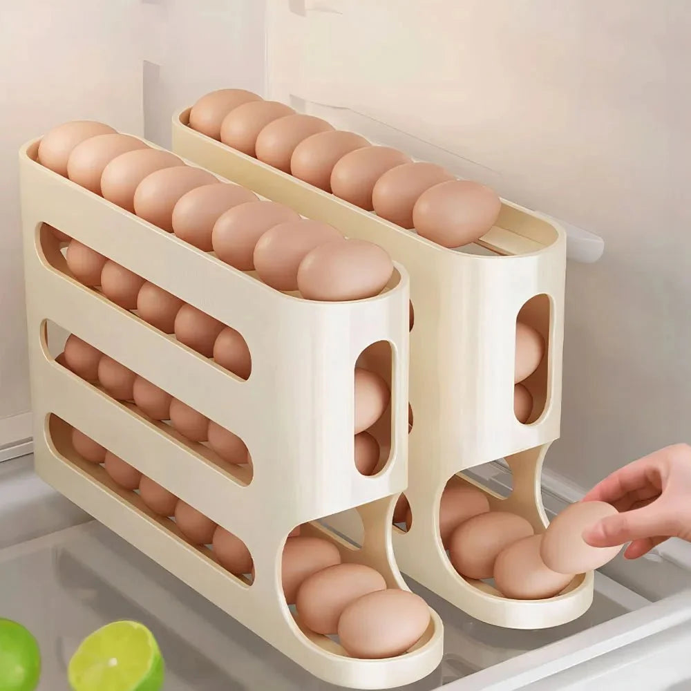 Refrigerator Egg Storage Box - 4 Tiers Fridge Egg Rack Large Capacity Egg Dispenser for Refrigerator