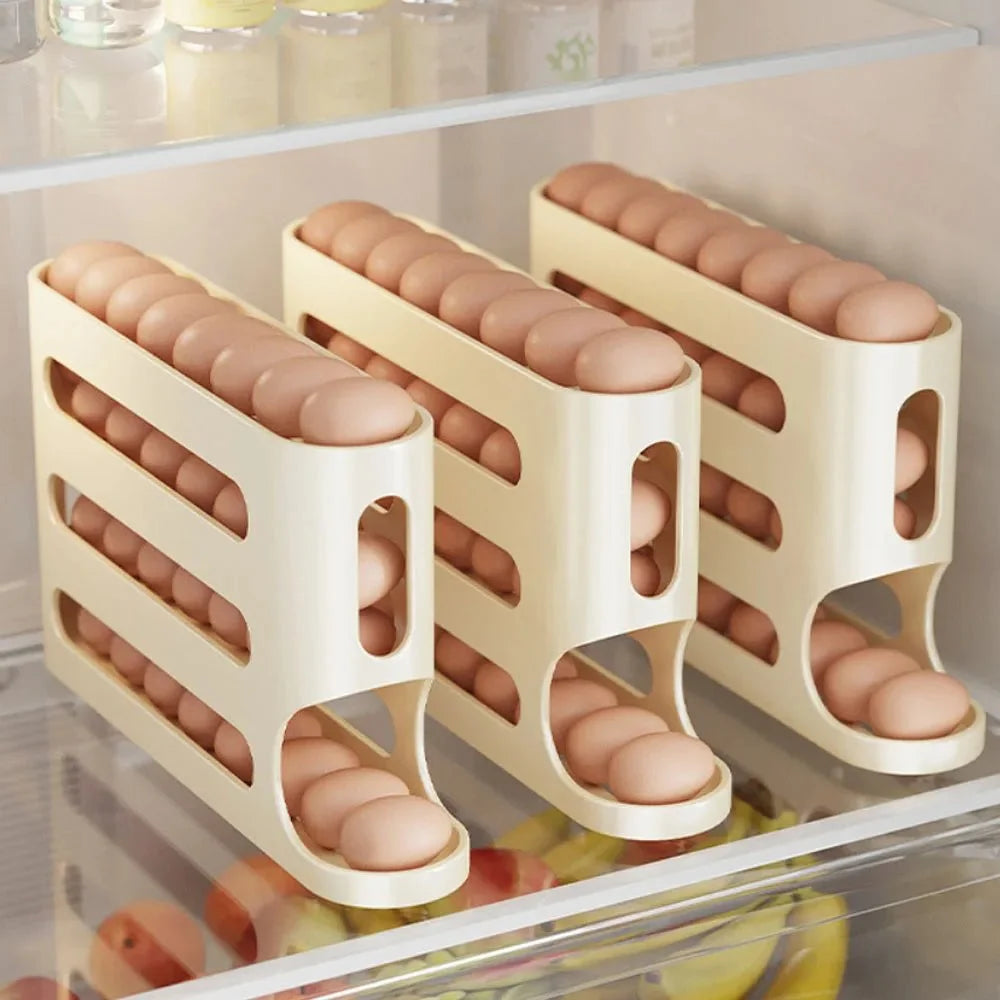 Refrigerator Egg Storage Box - 4 Tiers Fridge Egg Rack Large Capacity Egg Dispenser for Refrigerator