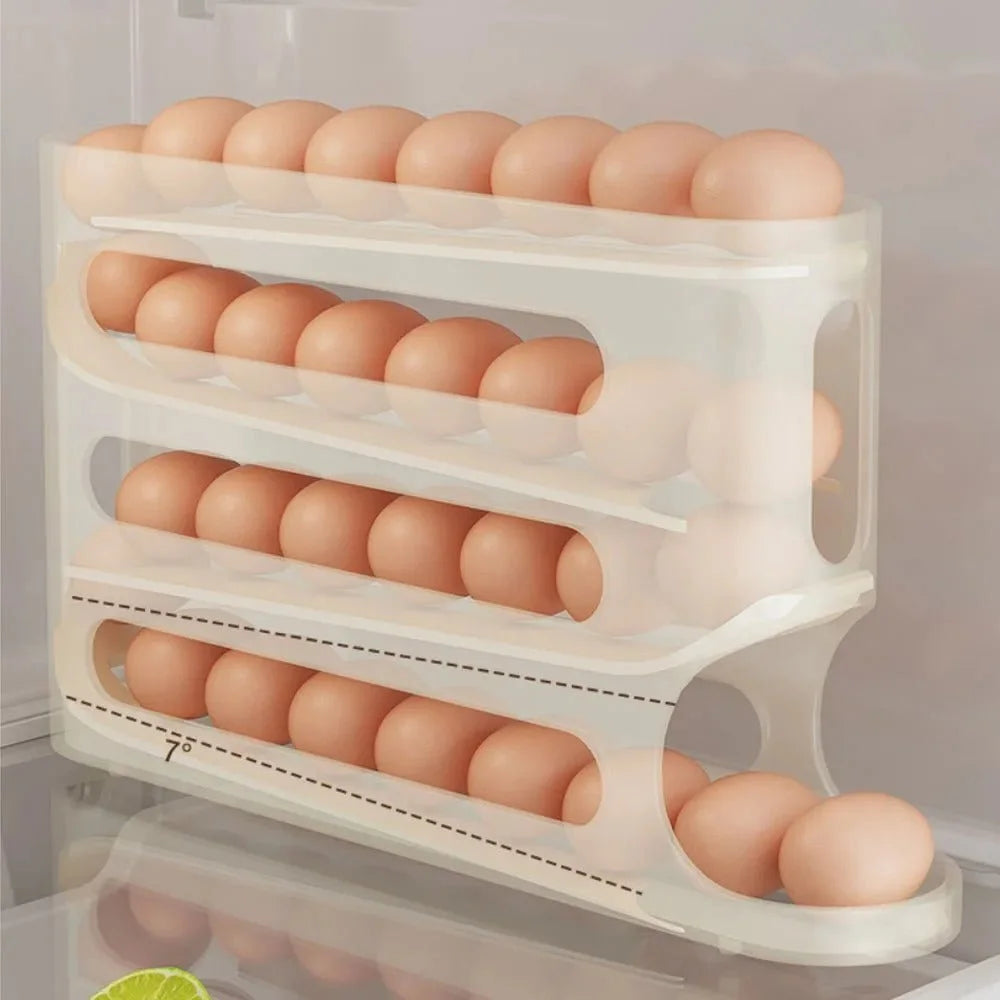 Refrigerator Egg Storage Box - 4 Tiers Fridge Egg Rack Large Capacity Egg Dispenser for Refrigerator